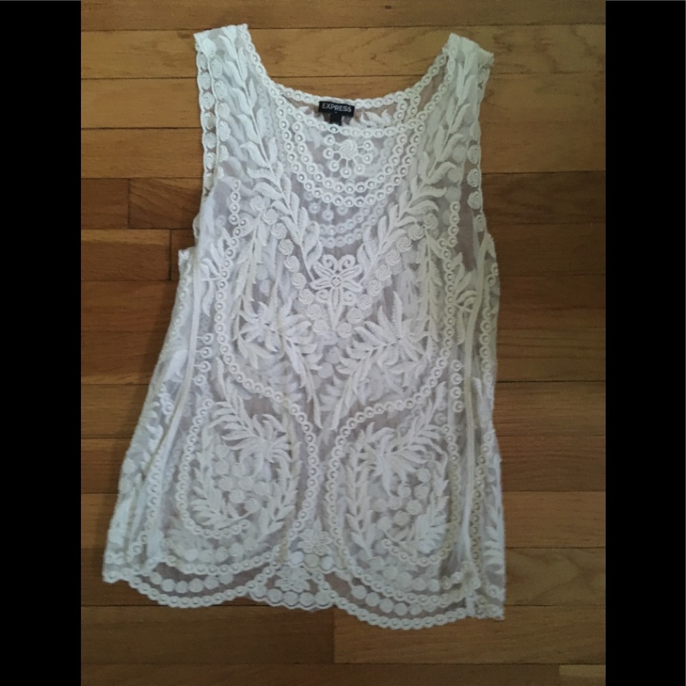 Express ivory shear lace tank